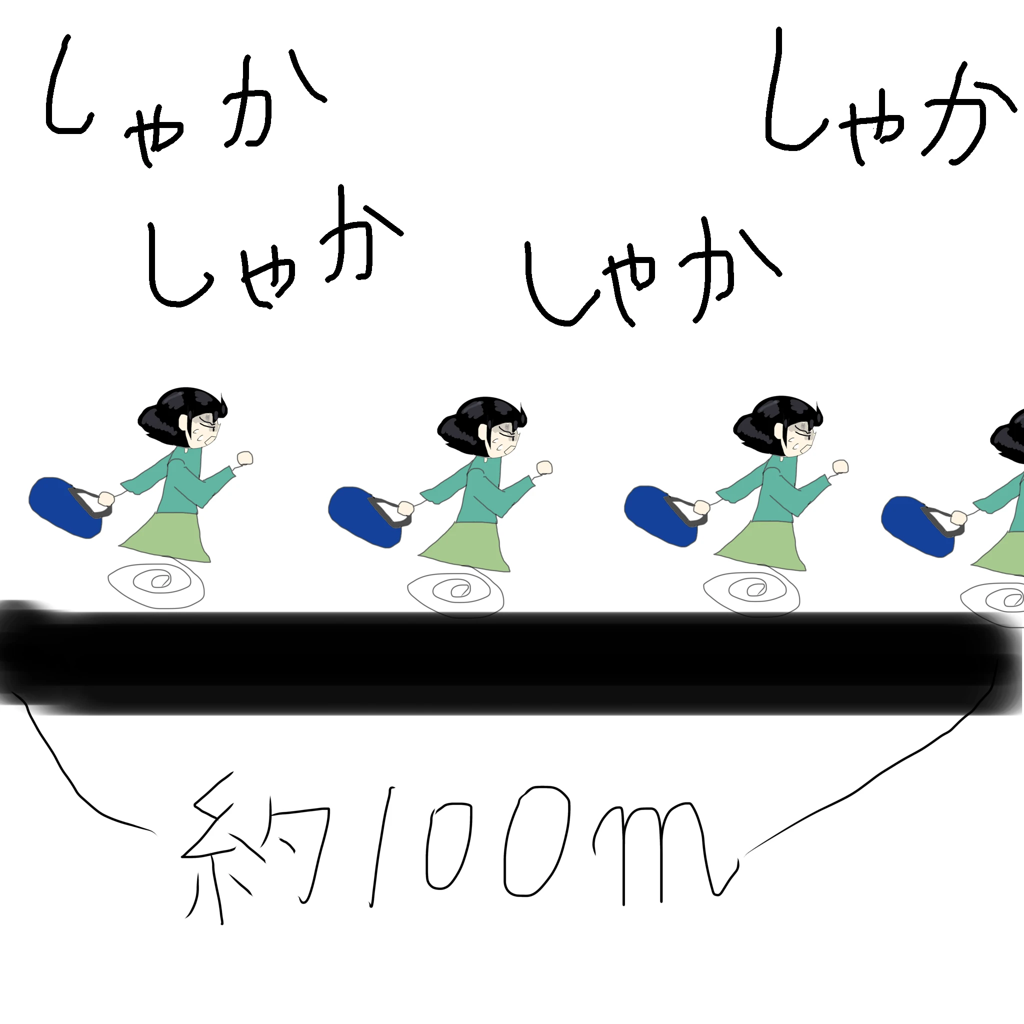 しゃかしゃかしゃかしゃか（約100m）