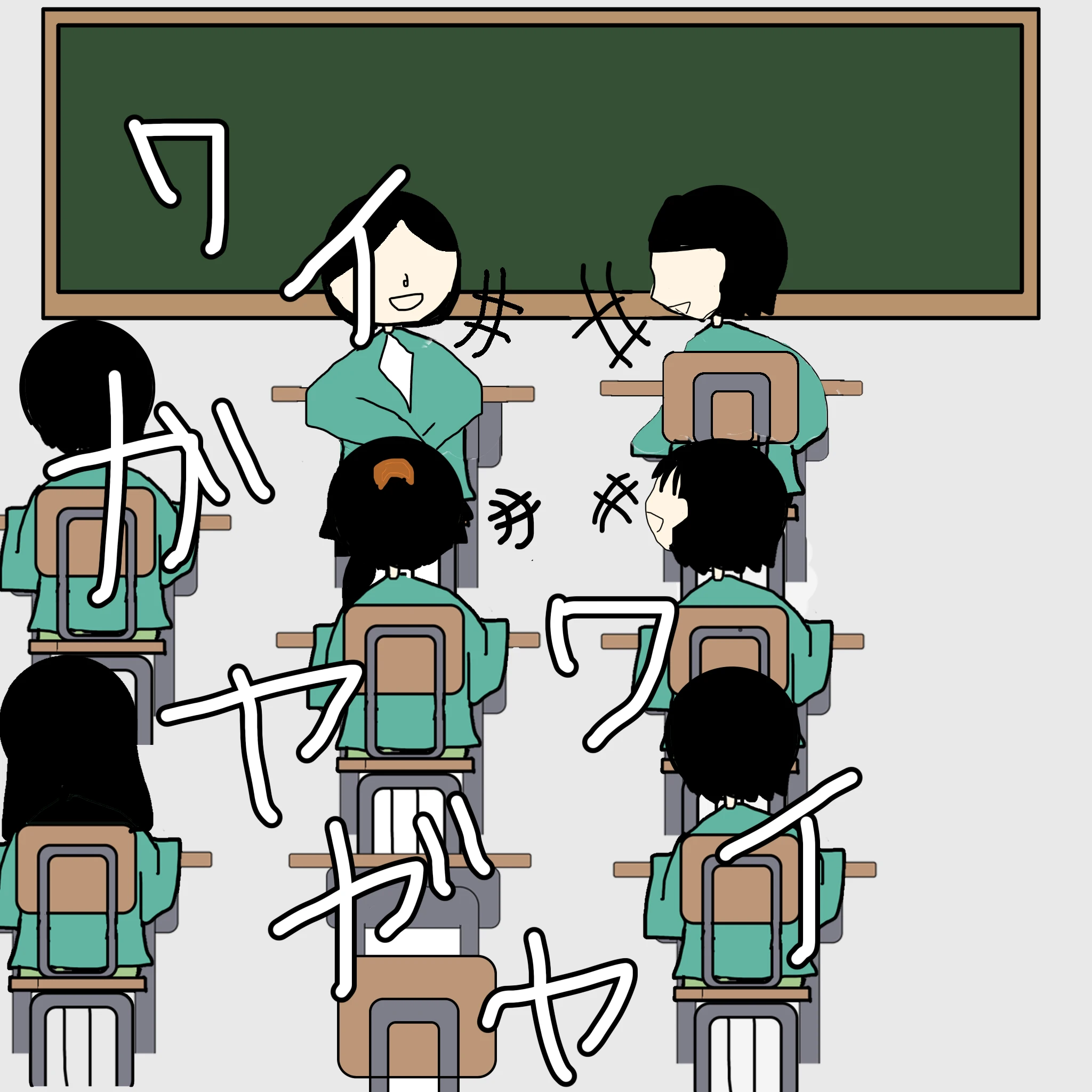 教室：ワイワイガヤガヤ